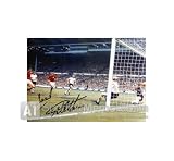 Sir Geoff Hurst and Martin Peters signed 1966 World Cup photo - Over The Line