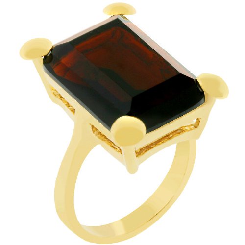 41m9yZqeL6L 6.0 Carat Emerald Cut Brown 18K Gold Plated CZ Cocktail Ring (Size 5,6,7,8,9,10)