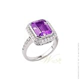 STUDIO 925: *AMETHYST 5CT CZ LEHMAN EMERALD CUT RING*