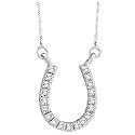 10k White Gold Lucky Horse Shoe Diamond Pendant (1/4 cttw)