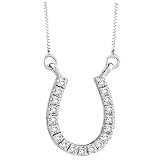 10k White Gold Lucky Horse Shoe Diamond Pendant (1/4 cttw)