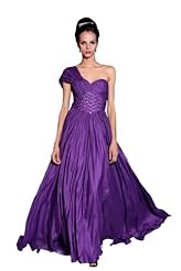 A-line Floor Length Crepe Beaded Pleated One Shoulder Sweetheart Prom Dress/Party Dress 
