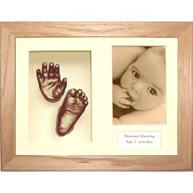 Baby Casting Kit, Solid Oak 3D Box Frame 11.5x8.5", Bronze Metallic paint by BabyRice