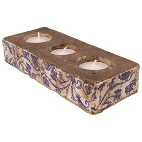 Esschert Design USA Ceramic 3 tealight holder-Blue White by 