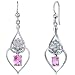 Illuminating Hearts 2.00 Carats Pink Sapphire Oval Cut Dangle Cubic Zirconia Earrings in Sterling Silver Rhodium Finish