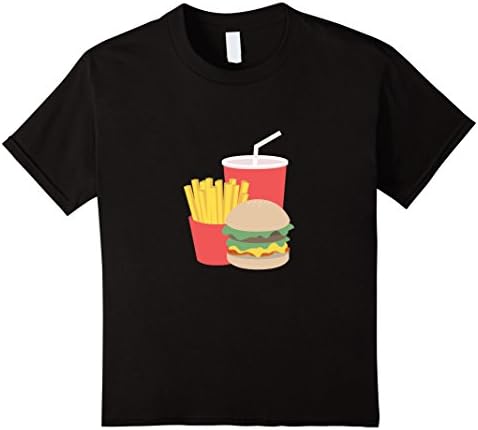 Kids Perfect Combo Lunch Meal Cheeseburger Fries Drink Tee Shirt 12 Black