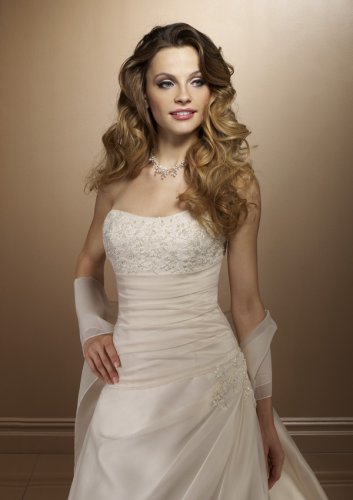 Plush Organza with Beaded Lace Wedding Gown