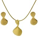 Modern Silver Gold Matte Plated Swirl Shape Necklace Earring Gift Set Bucasi SALE