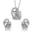 Sterling Silver Fancy Cut Grey CZ Necklace and Earring Set