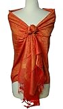 Jacquard Orange & Yellow Tone Pashmina Shawl Wrap Jacquard Orange & Yellow Tone Pashmina Shawl Wrap
