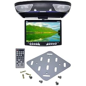 Brand New Tview T90dvfd-black All in One Huge 9" Flip Down, Roof Mount Car Monitor with Built in Dvd, Cd, Mp3 Player + Usb Input + Sd Card Reader + Ipod Interface + Ir Transmitter + Dome Lights +