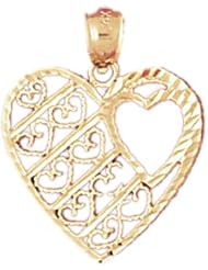 Dazzlers Solid 14k Gold Heart Charm Pendant Available in three colors from jewelsberry (weights: 1.2 grams only)