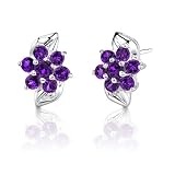 0.75 Carats Round Cut Amethyst Earrings in Sterling Silver