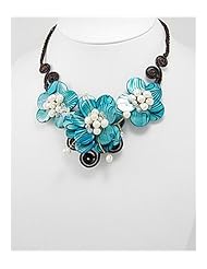Flower Cotton Waxed Thread Dyed Mop Necklace