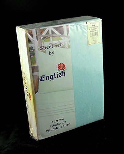 English Rose Bed 100% Cotton Thermal Flannelette Flat + Fitted Sheets + Pillowcase Set Single Ice Green