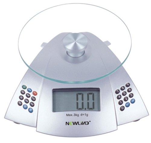 Newline Digital Nutrition Calculator Kitchen Food Diet Scale, Silver