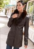 Fox-Collar Lamb Leather Coat