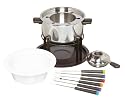 Kitchen Craft Fondue Set with Ceramic and Stainless Steel Bowls with Six Forks