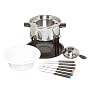 Kitchen Craft Fondue Set with Ceramic and Stainless Steel Bowls with Six Forks