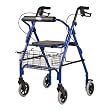 Invacare Soft Seat Aluminum Rollator with Straight Backrest - BLUE