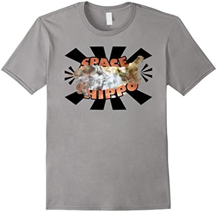 Men's Roaring Space Hippo Funny T-Shirt Large Slate