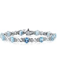 14k White Gold Diamond and Blue Topaz Bracelet