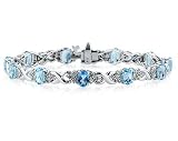 14k White Gold Diamond and Blue Topaz Bracelet