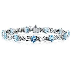 14k White Gold Diamond and Blue Topaz Bracelet by Szul
