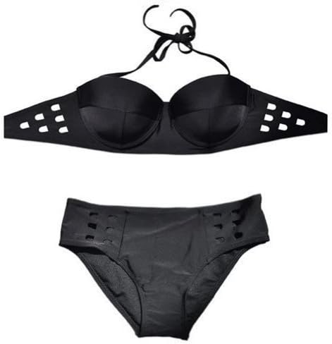 Sexy Push up Holes Bandeau Bralettes Bikini Beach Swimsuit Swimwear (US4-6=M)