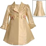 Bonnie Jean Toddler Girls 2T-4T 2-Piece YELLOW BOW FLORAL EMBROIDERED Special Occasion Wedding Flower Girl Easter Party Coat/Jacket Dress Set