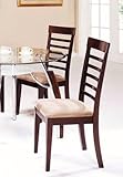 Set of 2 Dining Chairs Cherry & Light Beige Finish