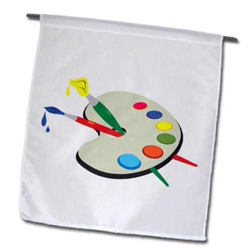 fl_124238_1 TNMGraphics School - Artist Pallete and Brushes - Flags - 12 x 18 inch Garden Flag