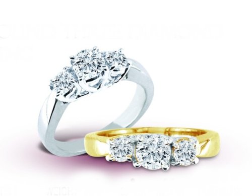 14K Platinum Diamond Three-Stone Ring - GH SI - 0.25 Ct. to 2.00 Ct.