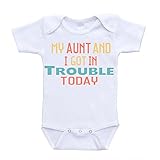 My Aunt and I Got In Trouble Today I Love My Auntie Onesie Baby Bodysuit Rompers One Piece Online Clothing Shopping (12 Months)