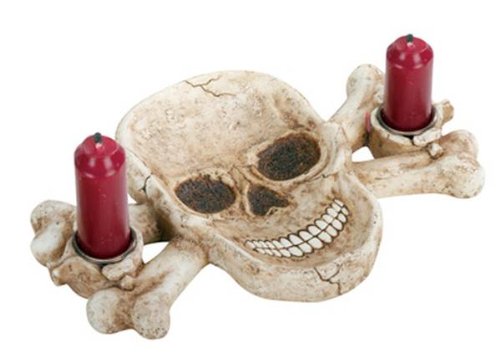 Skull W/ Cross Bones Candle Holder