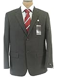 IMAGE OF Alfani Mens 2 Button Flat Front Charcoal Gray Pinstripe Wool Suit