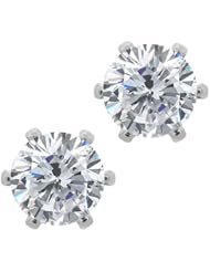 2.00 Ct Round H/I I1 Diamond Brass Silver Plated Brass Stud Earrings