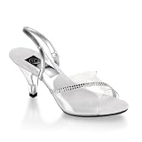 SummitFashions - Belle-318 3 Inch Cute Prom Shoes Stiletto Heel Sling Back Mini-Platform Sexy Shoe Clear Silver Pleaser