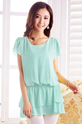 formanism エレガント ふんわり シフォン 半袖 デザイン チュニック レディース