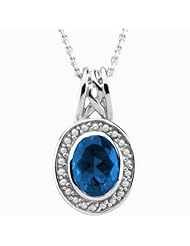14K White Gold Oval Cut Chatham Created Sapphire and Pearl Pendant -- LIFETIME WARRANTY