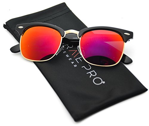 WearMe Pro - Clubmaster Style Sunglasses Retro Mirror Lens Sunglasses