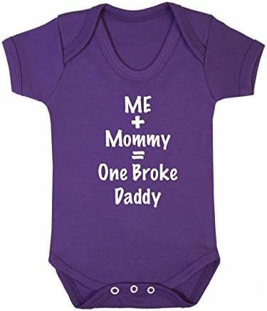 Me Plus Mommy Equals One Broke Daddy Baby Boy Girl Unisex Short Sleeve Bodysuit (Purple, 0-3m)