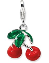 New Amore La Vita Sterling Silver 3D Red Cherries Charm with Lobster Clasp