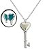 Sterling Silver Turquoise Enamel Heart Key Locket with Chain