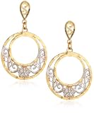 Image of 9ct Two Tone Gold AME105082 Ladies Diamond Cut Filligree Drop Earrings