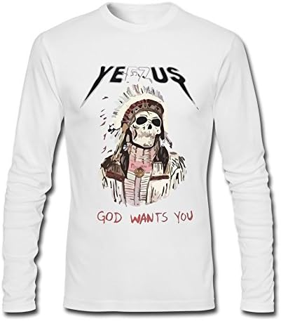 Cheersaing Men's Kanye West Yeezus God Wants You Long Sleeve Shirts S White