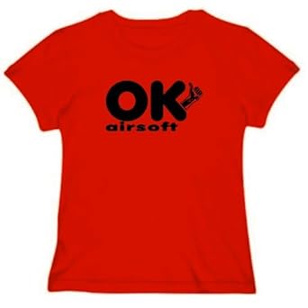 OK , I AM Airsoft Sports Womens T-Shirt (Red, Sizes X-Small - XXX-Large) OK , I AM Airsoft Sports Womens T-Shirt (Red, Sizes X-Small - XXX-Large)