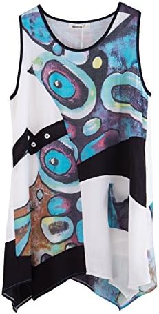 Delelisi Women Plus Size Sleeveless Printed Tank Top Dress Blue Size X-Large