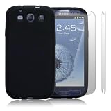 Samsung Galaxy S3 i9300 Black Silicone Skin Case / Cover / Shell + 2-in-1 Screen Protector Pack Part Of The Qubits Accessories Rangeby Qubits