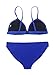 DOIOWN Solid Color Neoprene Halter Push up Bikini Set Swimsuit Low Rise Bottom